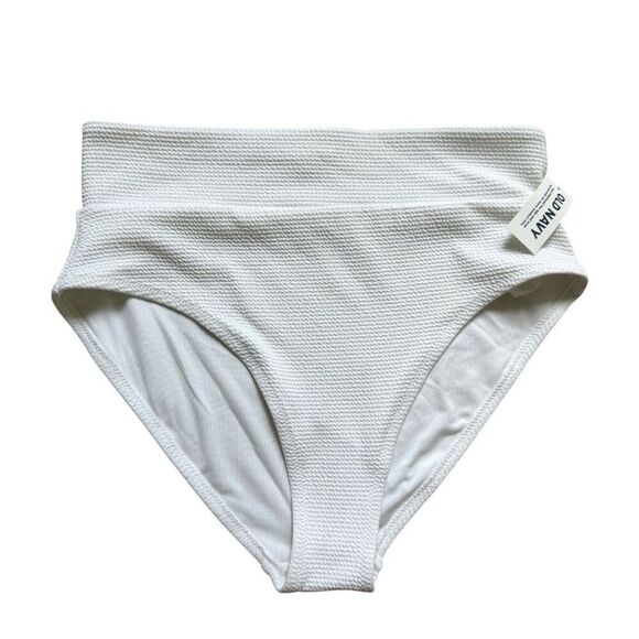 NWT Womens Old Navy Twisted Ribbed White High Waisted Bikini Bottoms - Sz M - Picture 1 of 1